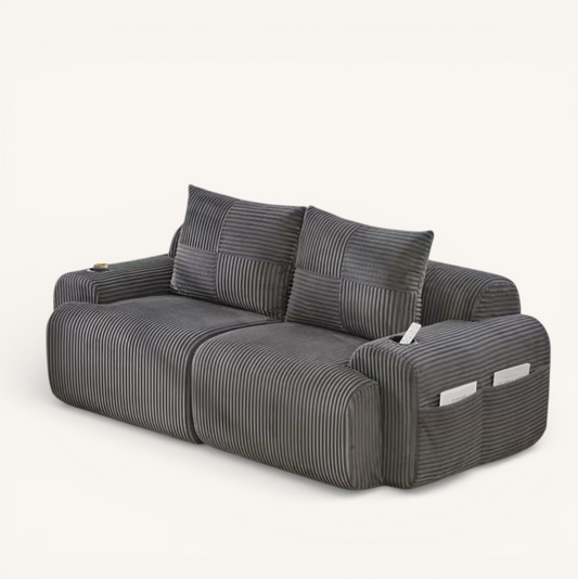 Canapé Nuage 2 places Velours Côtelé - Gris Profond