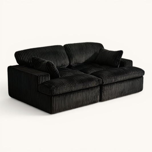 Canapé Lit Modulable Velours Côtelé - Noir
