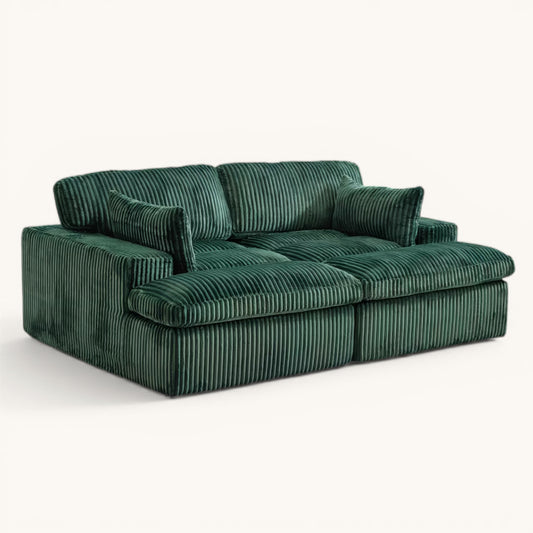Canapé Lit Modulable Velours Côtelé - Vert
